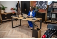 DEERHORN® Kancelářský stůl z dubového dřeva a černého kovu bez zástěny