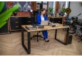 DEERHORN® Kancelářský stůl z dubového dřeva a černého kovu bez zástěny