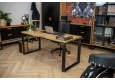 DEERHORN® Kancelářský stůl z dubového dřeva a černého kovu bez zástěny