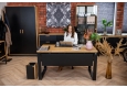 designový kancelářský stůl se zástěnou z dubového dřeva a černého kovu DEERHORN® v moderní kanceláři