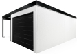 Garden house with Hormann safety garage door