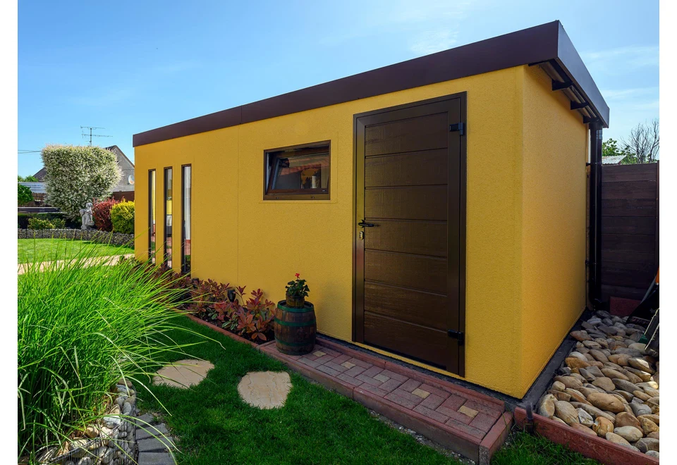 GARDEON® Garáž s vraty a dveřmi Hörmann, oknem a 4 světlíky