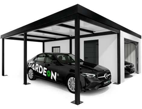 GARDEON® Garáž s vraty Hörmann, oknem a levým přístřeškem