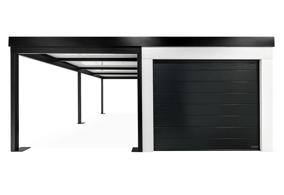 GARDEON® Garáž s vraty Hörmann, oknem a levým přístřeškem