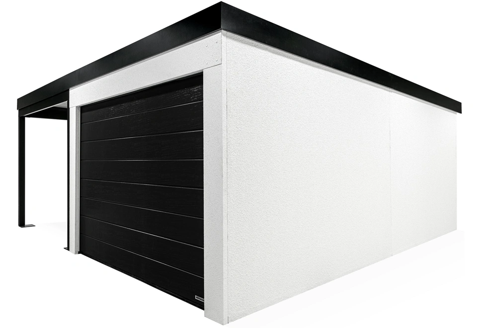 GARDEON® Garáž s vraty Hörmann, oknem a levým přístřeškem