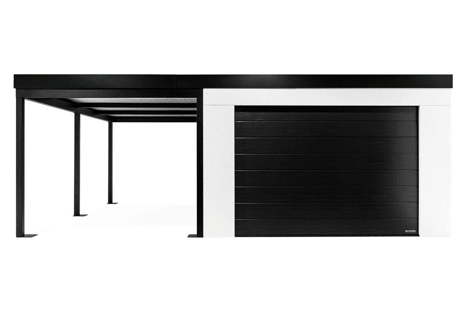 GARDEON® Garáž s vraty Hörmann, oknem a levým přístřeškem