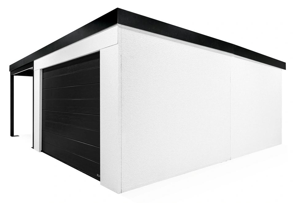 GARDEON® Garáž s vraty Hörmann, oknem a levým přístřeškem