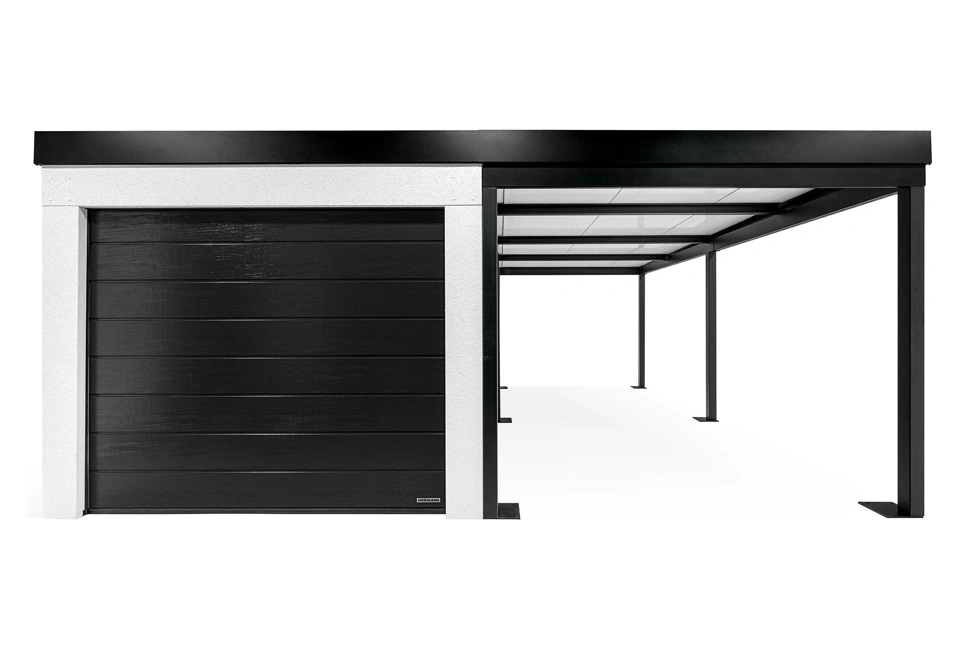 GARDEON® Garáž s vraty Hörmann, oknem a pravým přístřeškem