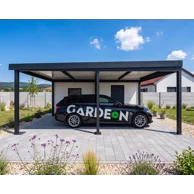 GARDEON® Garáž se sekčními garážovými vraty Hörmann (2500 × 2125 mm) a přístřeškem