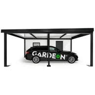 GARDEON® Garáž se sekčními garážovými vraty Hörmann (2500 × 2125 mm) a přístřeškem