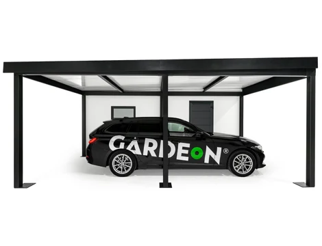 GARDEON® Garáž se sekčními garážovými vraty Hörmann (2500 × 2125 mm) a přístřeškem