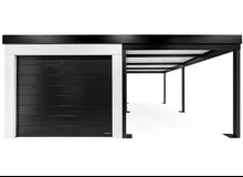 GARDEON® Garáž se sekčními garážovými vraty Hörmann (2500 × 2125 mm) a přístřeškem