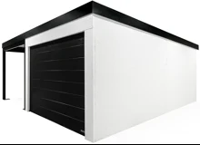 GARDEON® Garáž se sekčními garážovými vraty Hörmann (3000 × 2125 mm) a přístřeškem