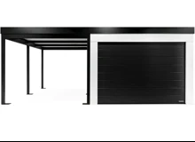 GARDEON® Garáž se sekčními garážovými vraty Hörmann (3000 × 2125 mm) a přístřeškem