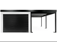 GARDEON® Garáž se sekčními garážovými vraty Hörmann (3000 × 2125 mm) a přístřeškem