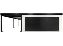 GARDEON® Garáž se sekčními garážovými vraty Hörmann (5000 × 2125 mm) a přístřeškem