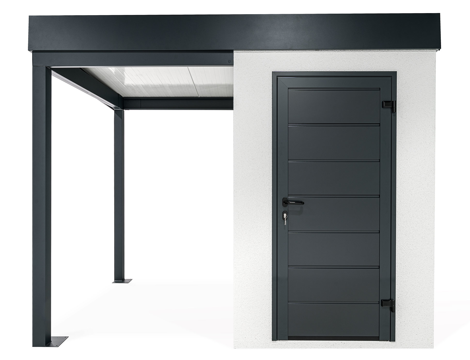 GARDEON® Mini zahradní domek s dveřmi Hörmann a přístřeškem GARDEON® Mini zahradní domek s dveřmi Hörmann a přístřeškem