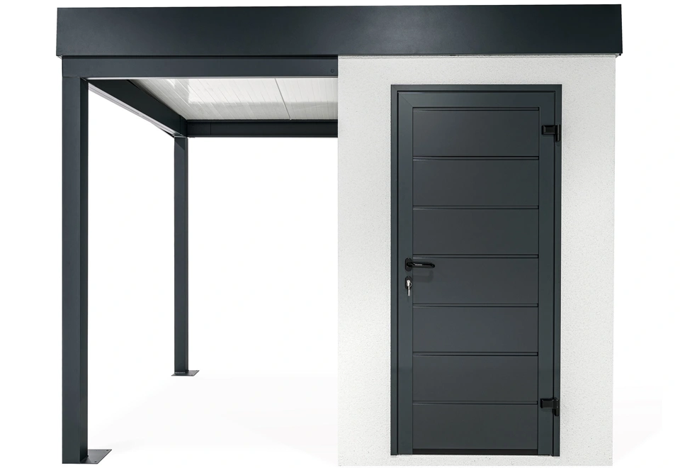 GARDEON® Mini zahradní domek s dveřmi Hörmann a přístřeškem