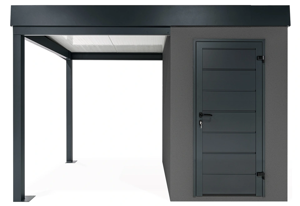 GARDEON® Mini zahradní domek s dveřmi Hörmann a přístřeškem