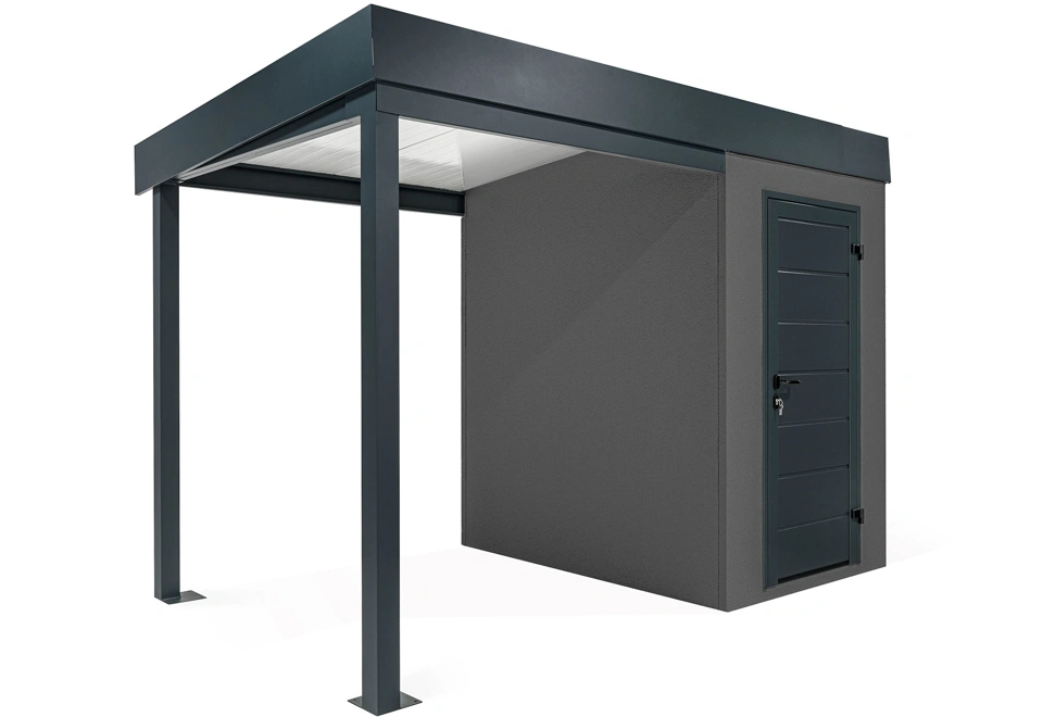 Garden mini house with 2m left gazebo in dark grey