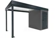 Garden mini house with 3m left carport in dark grey