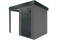 Garden mini house with 1,5m left carport in dark grey