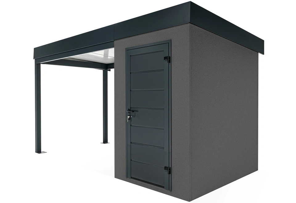 Garden mini house with 3m left gazebo in dark grey