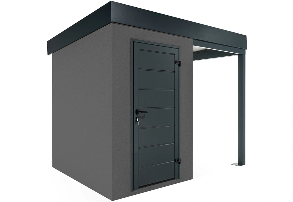 Garden mini house with 1,5m right gazebo in dark grey