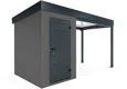 Garden mini house with 3m right gazebo in dark grey