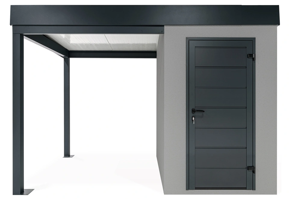 GARDEON® Mini zahradní domek s dveřmi Hörmann a přístřeškem