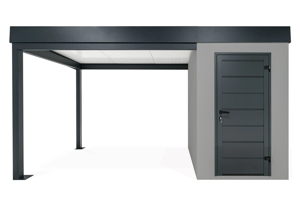 GARDEON® Mini zahradní domek s dveřmi Hörmann a přístřeškem