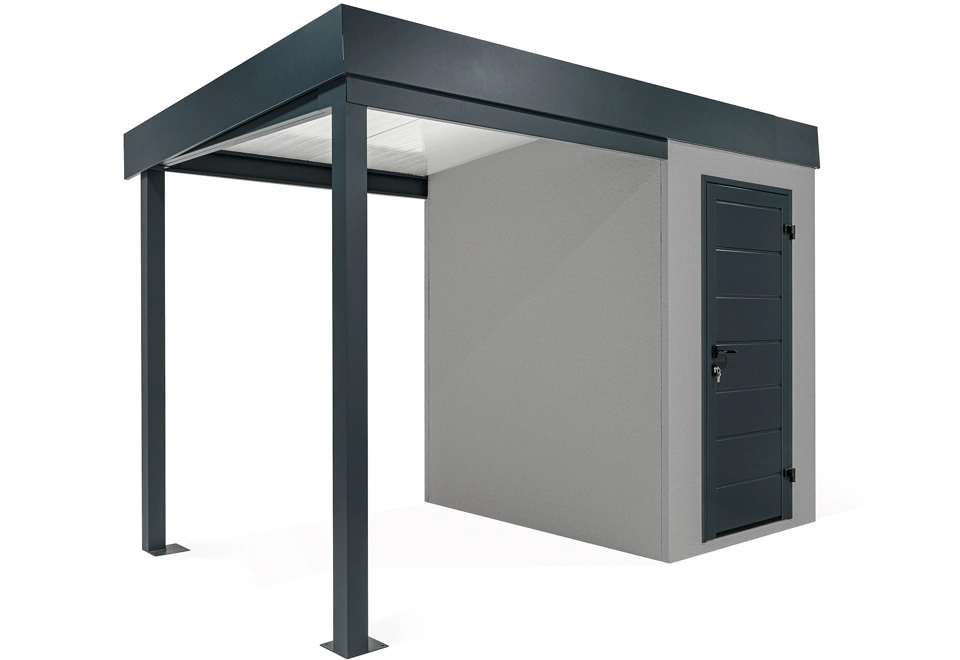 Garden mini house with 2m left gazebo in light grey