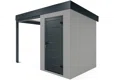 Garden mini house with 2m left carport in light grey