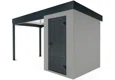 Garden mini house with 3m left carport in light grey