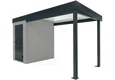 Garden mini house with 3m right carport in light grey