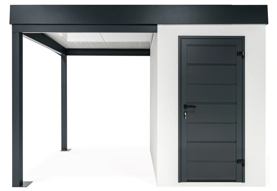 GARDEON® Mini zahradní domek s dveřmi Hörmann a přístřeškem