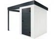 Garden mini house with 2m left carport in white