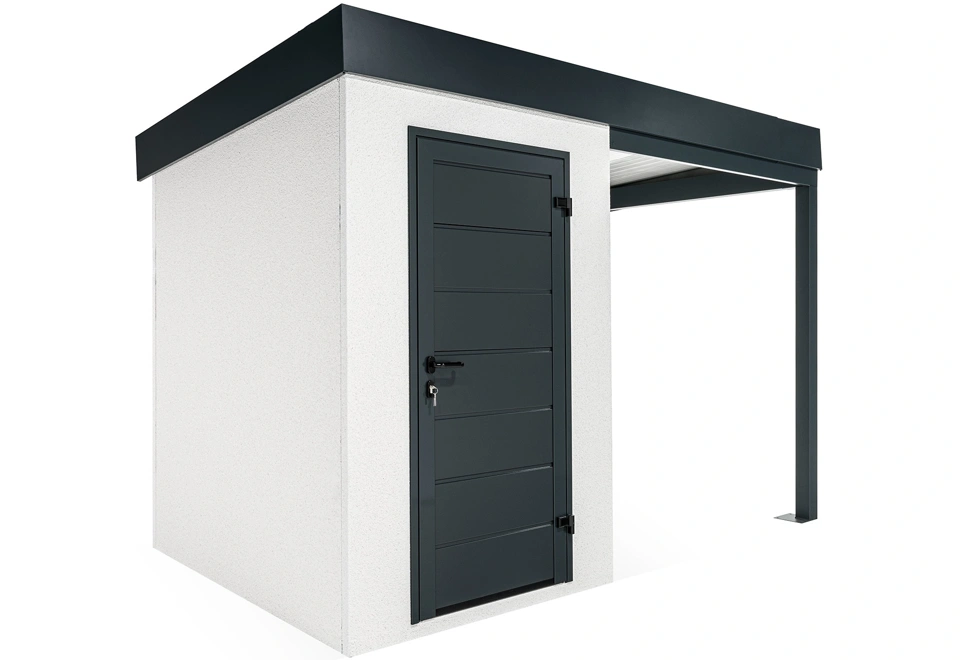 Garden mini house with 2m right gazebo in white