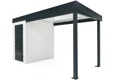 Garden mini house with 3m right carport in white