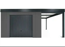 GARDEON® Zahradní domek s bezpečnostními garážovými vraty Hörmann a přístřeškem