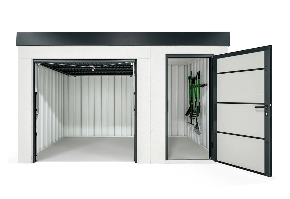 GARDEON® Zahradní domek s dveřmi a bezpečnostními garážovými vraty Hörmann