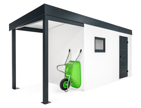 GARDEON® Zahradní domek s dveřmi a oknem Hörmann s přístřeškem