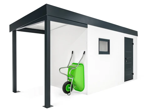 GARDEON® Zahradní domek s dveřmi a oknem Hörmann s přístřeškem GARDEON® Zahradní domek s dveřmi a oknem Hörmann s přístřeškem