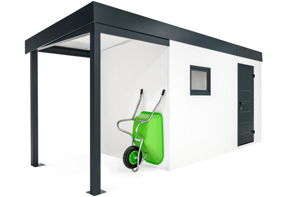 GARDEON® Zahradní domek s dveřmi a oknem Hörmann s přístřeškem