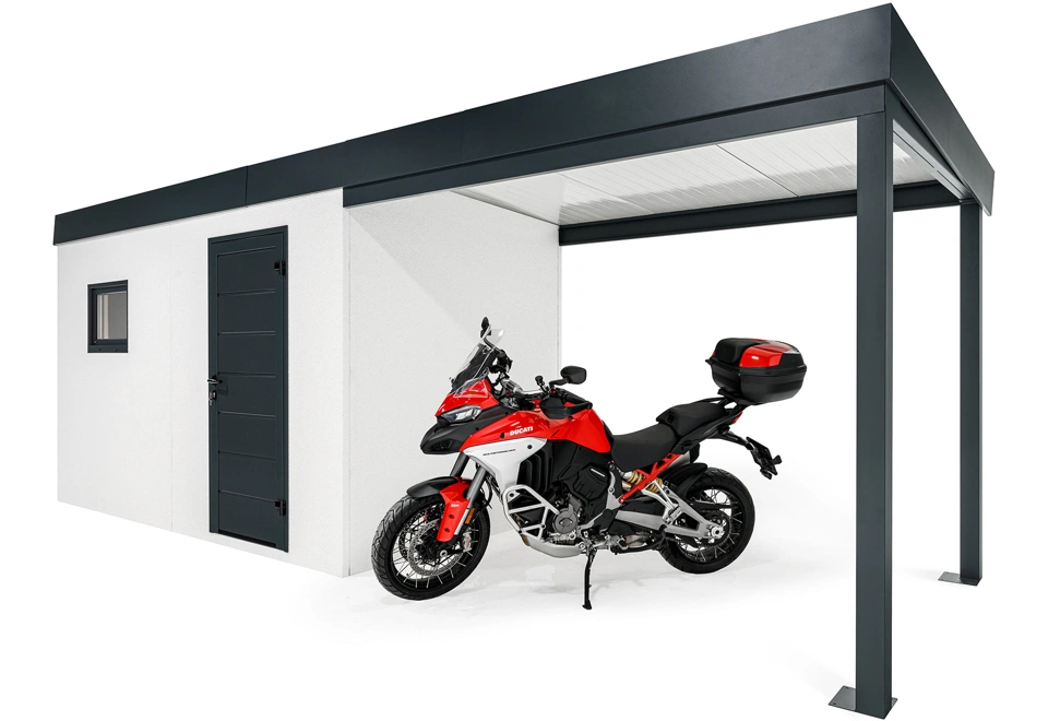 GARDEON® Zahradní domek s dveřmi a oknem Hörmann s přístřeškem