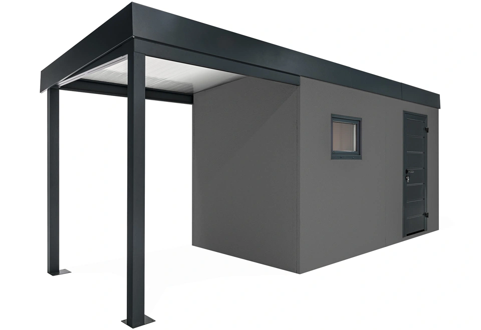 GARDEON® Zahradní domek s dveřmi a oknem Hörmann s přístřeškem