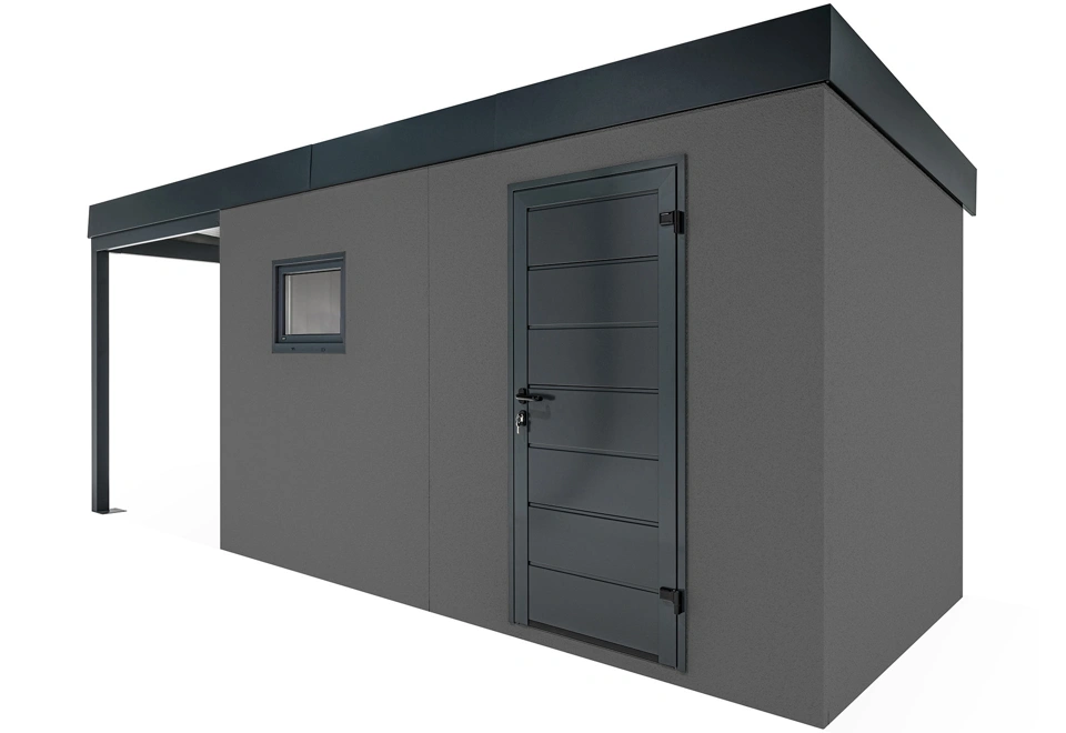 GARDEON® Zahradní domek s dveřmi a oknem Hörmann s přístřeškem