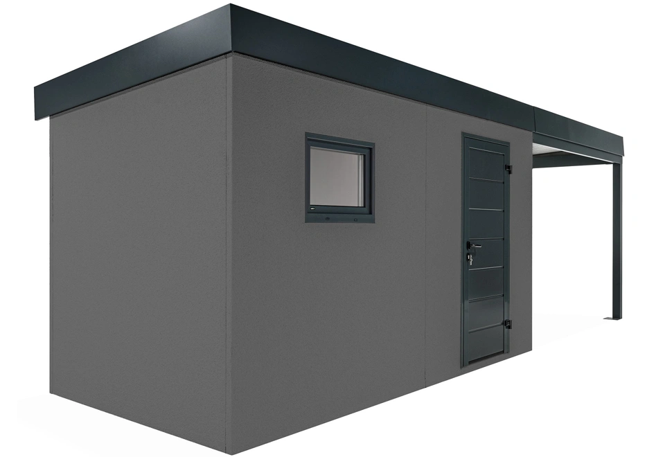 GARDEON® Zahradní domek s dveřmi a oknem Hörmann s přístřeškem