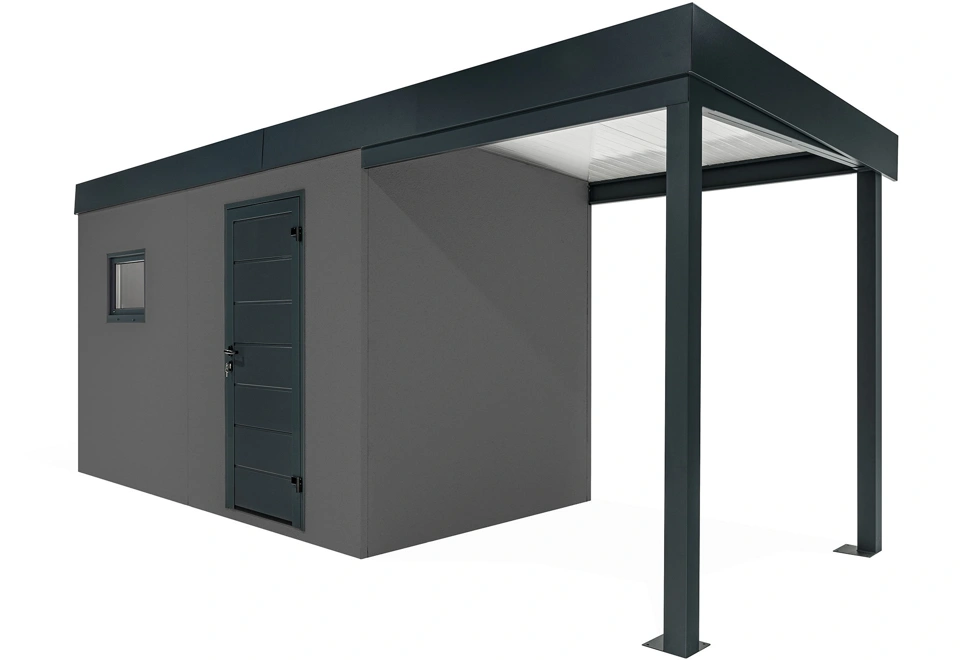 GARDEON® Zahradní domek s dveřmi a oknem Hörmann s přístřeškem