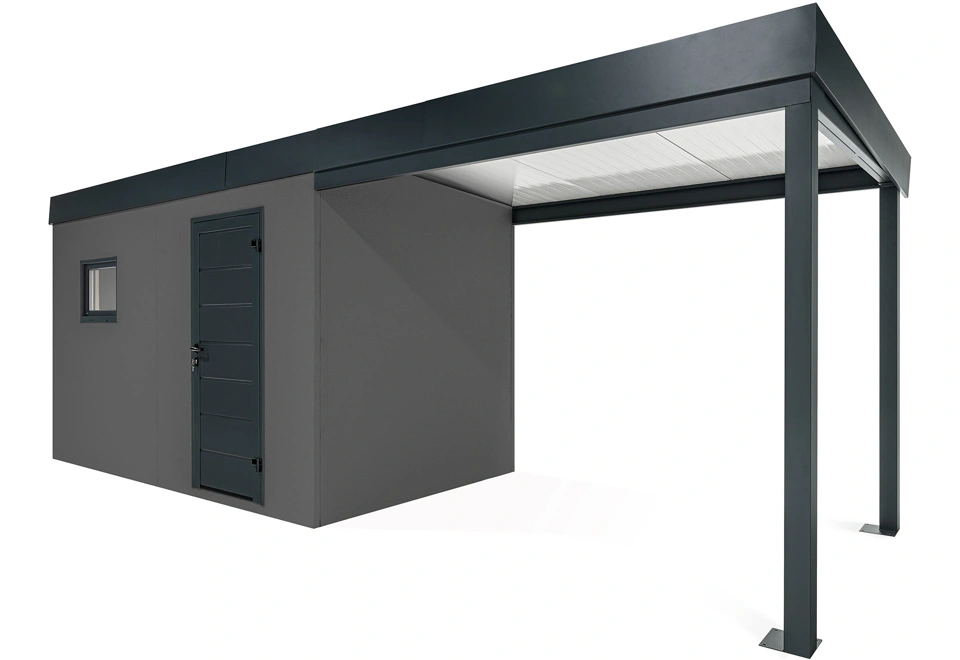 GARDEON® Zahradní domek s dveřmi a oknem Hörmann s přístřeškem